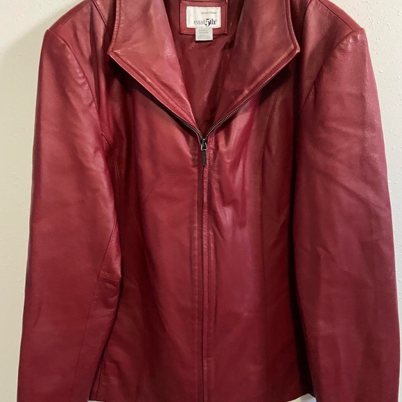 Red Genuine Leather Jacket - Picture 3 of 8